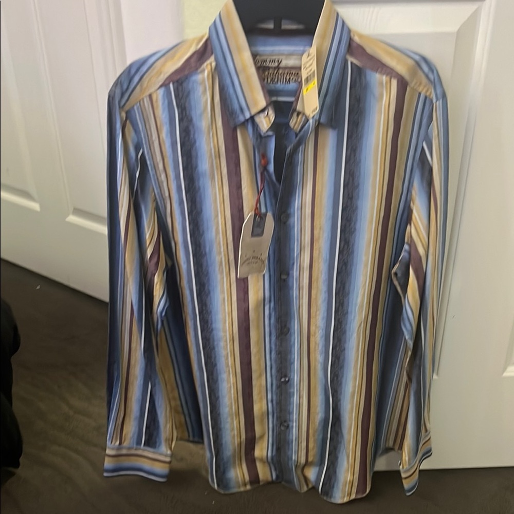 Tommy Bahama Casual Blue and Brown Button Down Shirt